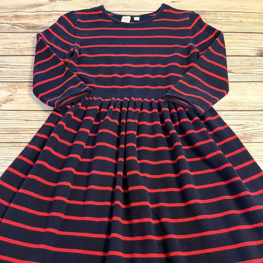 Vintage Y2K Gap Kids Striped Sweater Dress Girl’s 14/16 Red & Blue